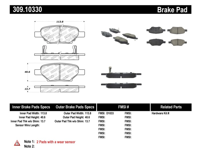 Chevrolet Malibu Brake Pads - Stoptech - Sport - `04-`12