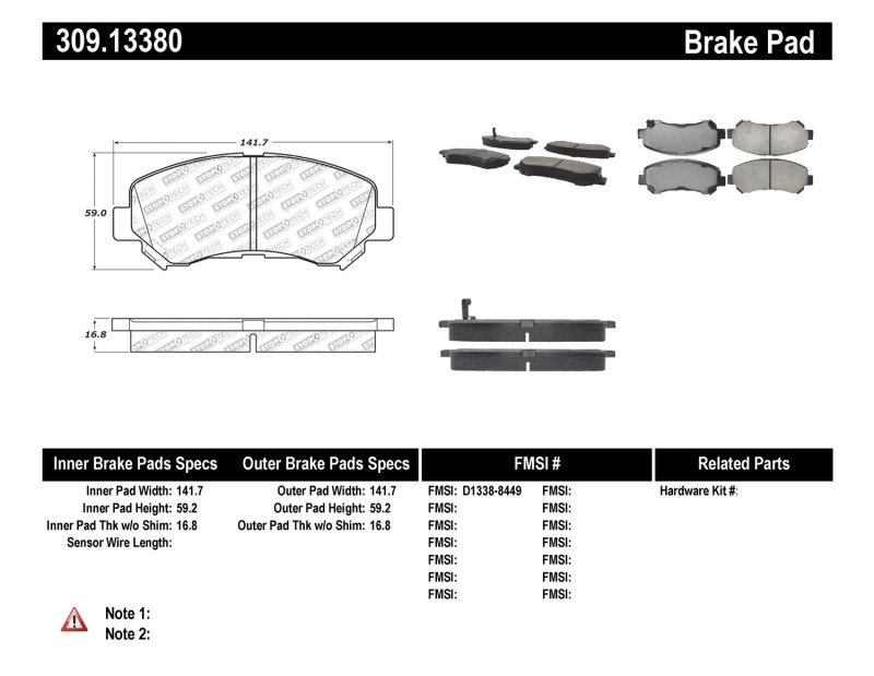 Nissan X-Trail Brake Pads - Stoptech - ST Sport - `08-`16 - Front