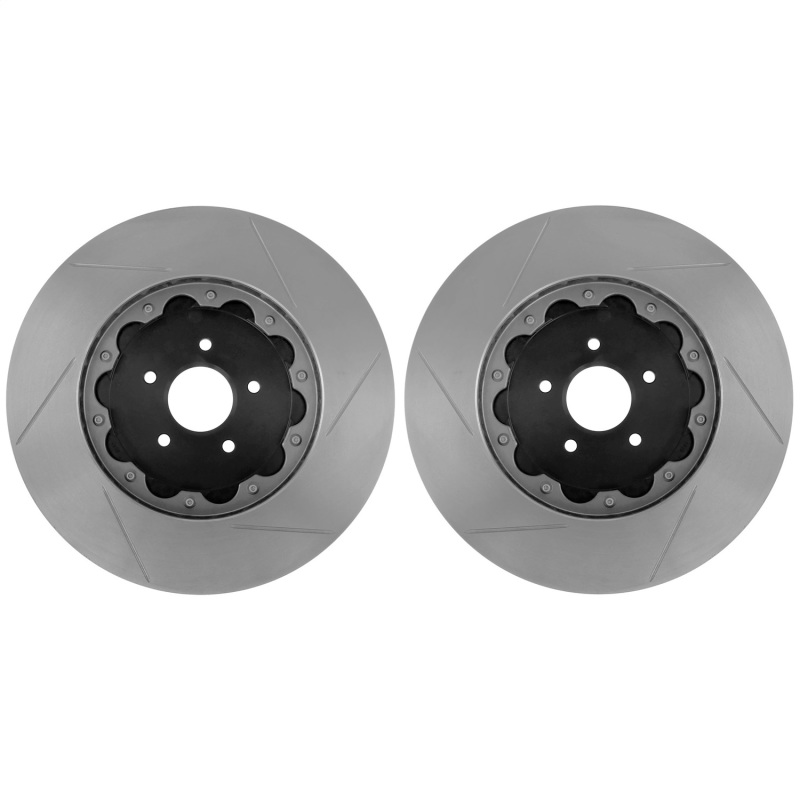 Cadillac CTS Brake Rotors (2) - Rear - Stoptech - Drilled AeroRotor w/ Black Hat - Black - `09-`15