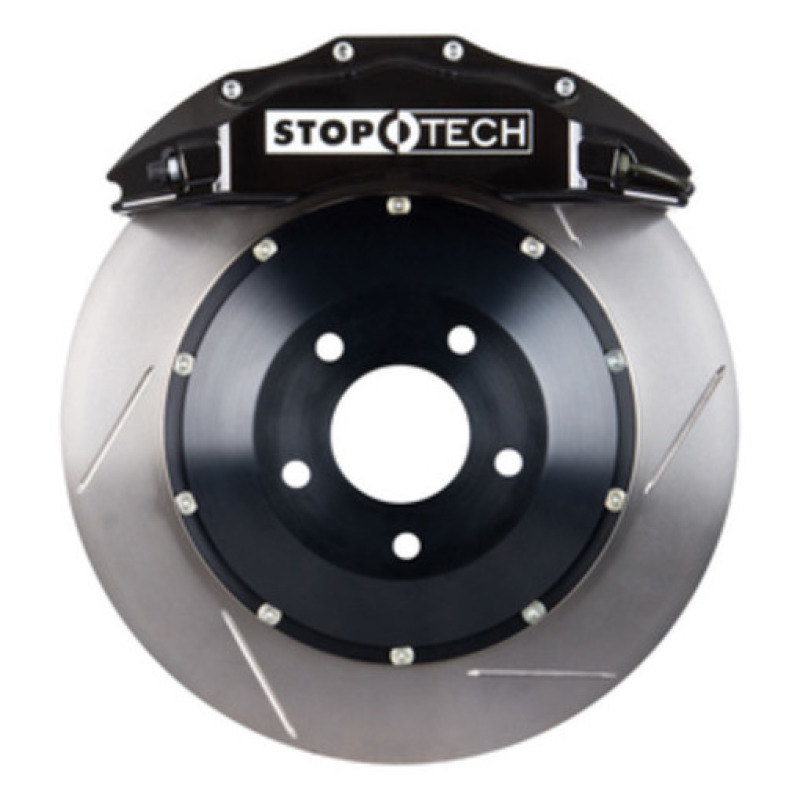 Audi S4 Big Brake Kit - Front - Stoptech - ST-60 Calipers + Slotted Two-Piece AeroRotors - Black - `10-`16