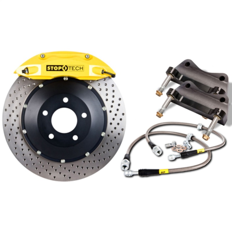 BMW M3 Brake Kit - Rear - Stoptech - ST-40 Calipers + 355 x 32 Drilled Rotors - Yellow - `08-`13