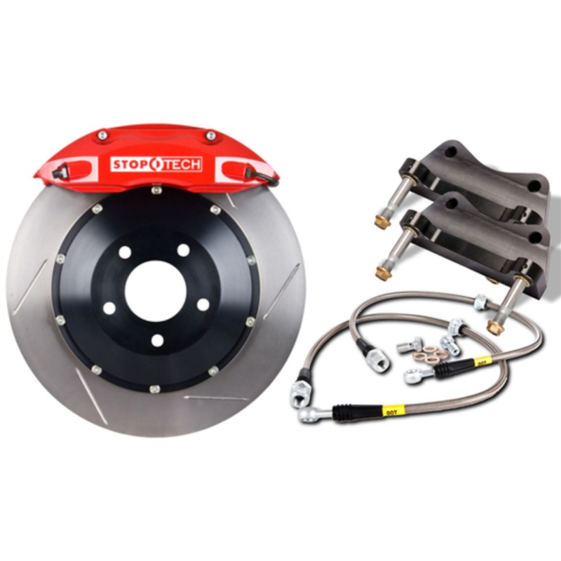 Lexus SC400 Brake Kit - Front - Stoptech - Drilled Two-Piece Rotors + StopTech Street Performance Pads + StopTech Calipers + StopTech Stainless Steel Lines - Red - `92-`00