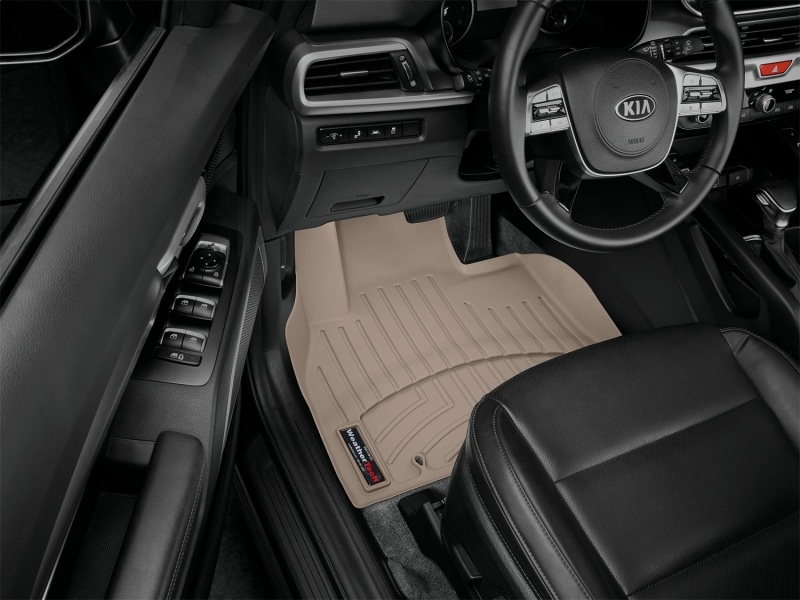 Kia Telluride FloorLiner - Front - WeatherTech - DigitalFit - Tan - `20-`27