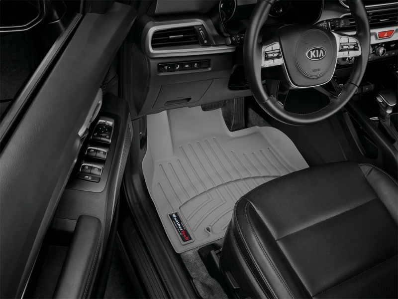 Kia Telluride FloorLiner - Front - WeatherTech - DigitalFit - Grey - `20-`27