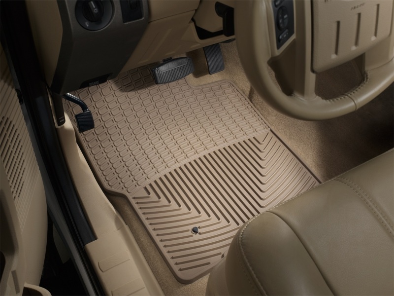 Ford F250 Super Duty Crew Floor Mats - Front - WeatherTech - All-Weather - Tan - `99-`07