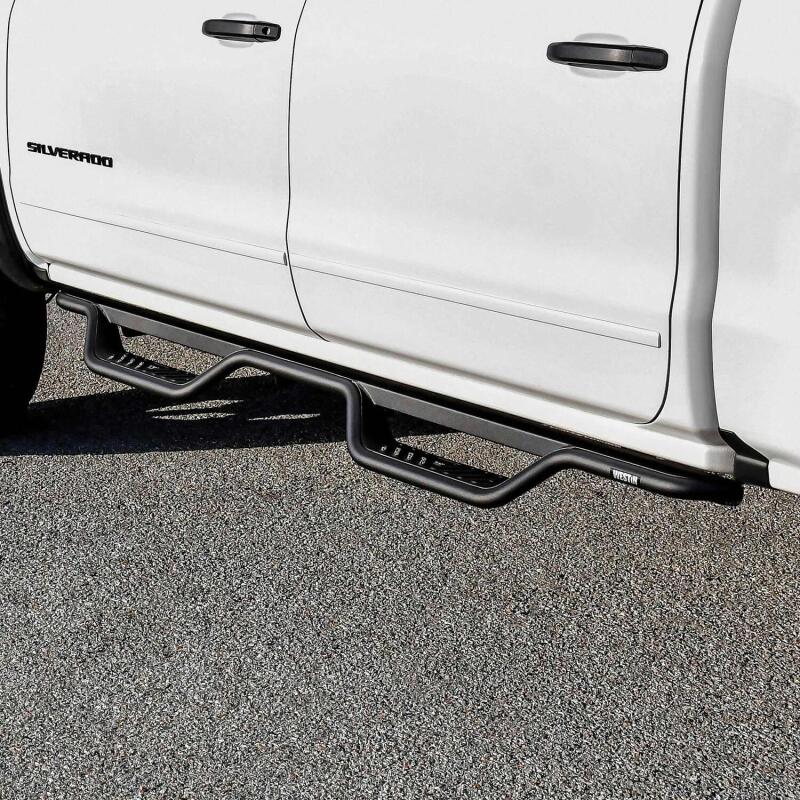GMC Sierra Nerf Step Bars - Westin - Outlaw Drop, 4 in Drop, Cab Length - Textured Black - `14-`18