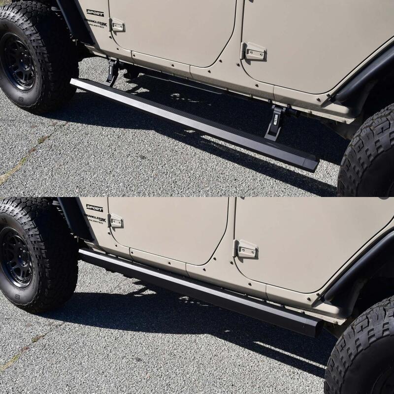Jeep Wrangler JKU Running Boards - Westin - Pro-e Power (Electric), 6-inch Aluminum, LED Lighting, IP68 Motors - Textured Black - `07-`18