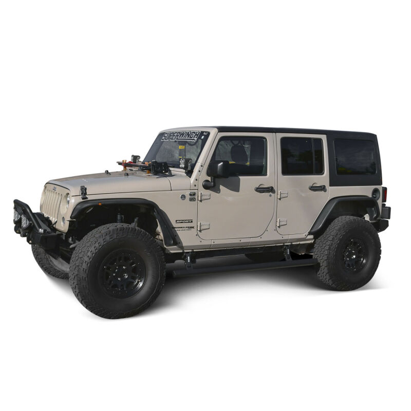 Jeep Wrangler JKU Running Boards - Westin - Pro-e Power (Electric), 6-inch Aluminum, LED Lighting, IP68 Motors - Textured Black - `07-`18