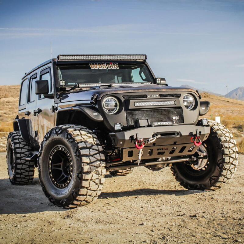 Jeep Wrangler Bumper - Front - Westin - WJ2 Stubby Front Bumper w/Bull Bar - Textured Black - `18-`22