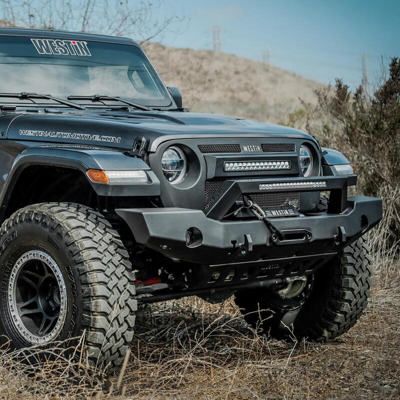 Jeep Wrangler Bumper - Front - Westin - WJ2 Full Width w/LED Light Bar Mount - Textured Black - `18-`20