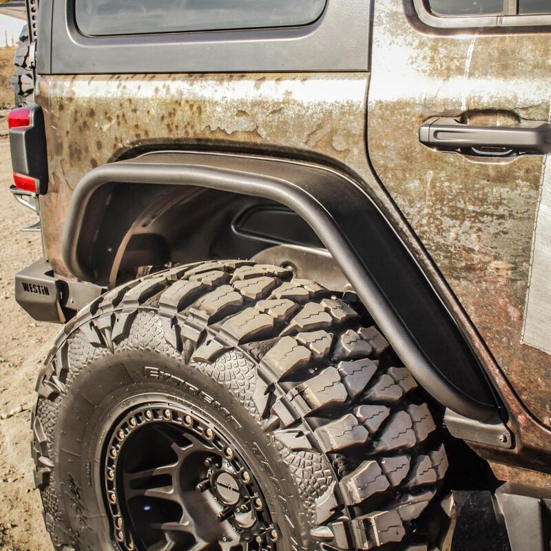Jeep Wrangler Tube Fenders - Rear - Westin - Snyper - Textured Black - `18-`20