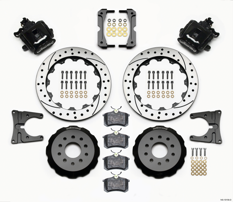 Ford Mustang Brake Kit - Rear - Wilwood - 12.88in Drilled Rotors + BP-10 Pads - `05-`14 Ford Mustang Brake Kit - Rear - Wilwood - 12.88in Drilled Rotors + BP-10 Pads - `05-`14