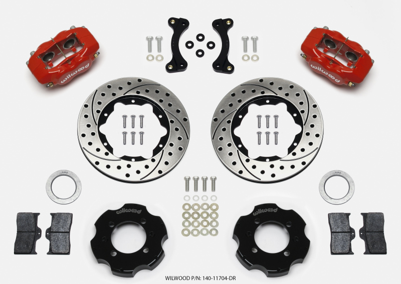 Mazda Miata MX 5 Brake Kit - Front - Wilwood - Forged Dynalite 11.00in Drilled Rotors - Red - `90-`05 Mazda Miata MX 5 Brake Kit - Front - Wilwood - Forged Dynalite 11.00in Drilled Rotors - Red - `90-`05