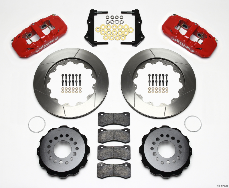 Chrysler 300C Brake Kit - Rear - Wilwood - AERO4 Calipers + BP-10 Pads + 14.25in Rotors - Red - `06-`10 Chrysler 300C Brake Kit - Rear - Wilwood - AERO4 Calipers + BP-10 Pads + 14.25in Rotors - Red - `06-`10