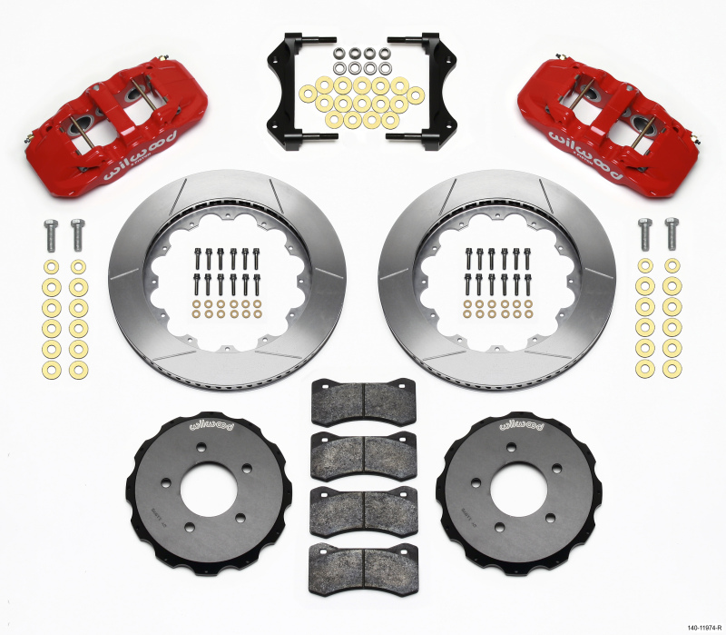 BMW 3 Series Big Brake Kit - Front - Wilwood - AERO6 Front Hat Kit, 14.00-inch Directional Staggered Vane Rotors - Red - `99-`06 BMW 3 Series Big Brake Kit - Front - Wilwood - AERO6 Front Hat Kit, 14.00-inch Directional Staggered Vane Rotors - Red - `99-`06