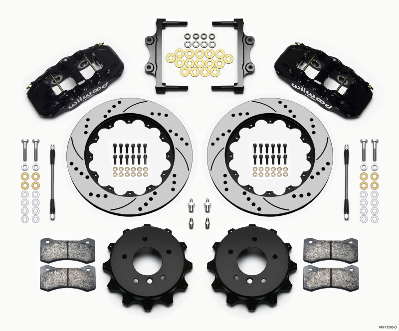 BMW 3 Series Big Brake Kit - Rear - Wilwood - AERO4, W4AR Calipers, 14.00 x 1.10 in Drilled Rotors, BP-10 Pads, with Lines - Black - `07-`11 BMW 3 Series Big Brake Kit - Rear - Wilwood - AERO4, W4AR Calipers, 14.00 x 1.10 in Drilled Rotors, BP-10 Pads, with Lines - Black - `07-`11