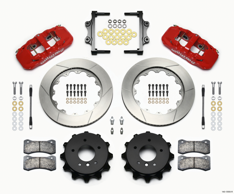 BMW 3 Series Big Brake Kit - Rear - Wilwood - AERO4, 14.00x1.10 GT rotors, W4AR calipers, BP-10 pads, with lines - Red - `07-`11 BMW 3 Series Big Brake Kit - Rear - Wilwood - AERO4, 14.00x1.10 GT rotors, W4AR calipers, BP-10 pads, with lines - Red - `07-`11