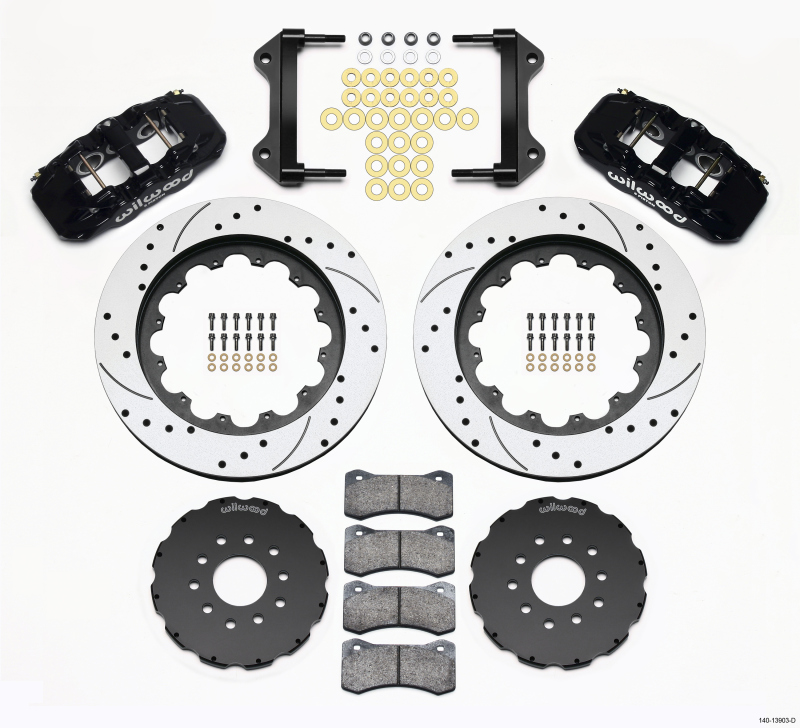 Chevrolet Corvette C6 Brake Kit - Front - Wilwood - AERO6 Calipers + 15.00 Drilled Rotors - `05-`13 Chevrolet Corvette C6 Brake Kit - Front - Wilwood - AERO6 Calipers + 15.00 Drilled Rotors - `05-`13