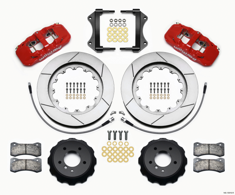 BMW 3 Series Brake Kit - Front - Wilwood - AERO6 Front Hat Kit, 15.00 in x 1.25 in Directional Vane Rotors, Red Calipers, w/Lines - Red - `07-`11 BMW 3 Series Brake Kit - Front - Wilwood - AERO6 Front Hat Kit, 15.00 in x 1.25 in Directional Vane Rotors, Red Calipers, w/Lines - Red - `07-`11