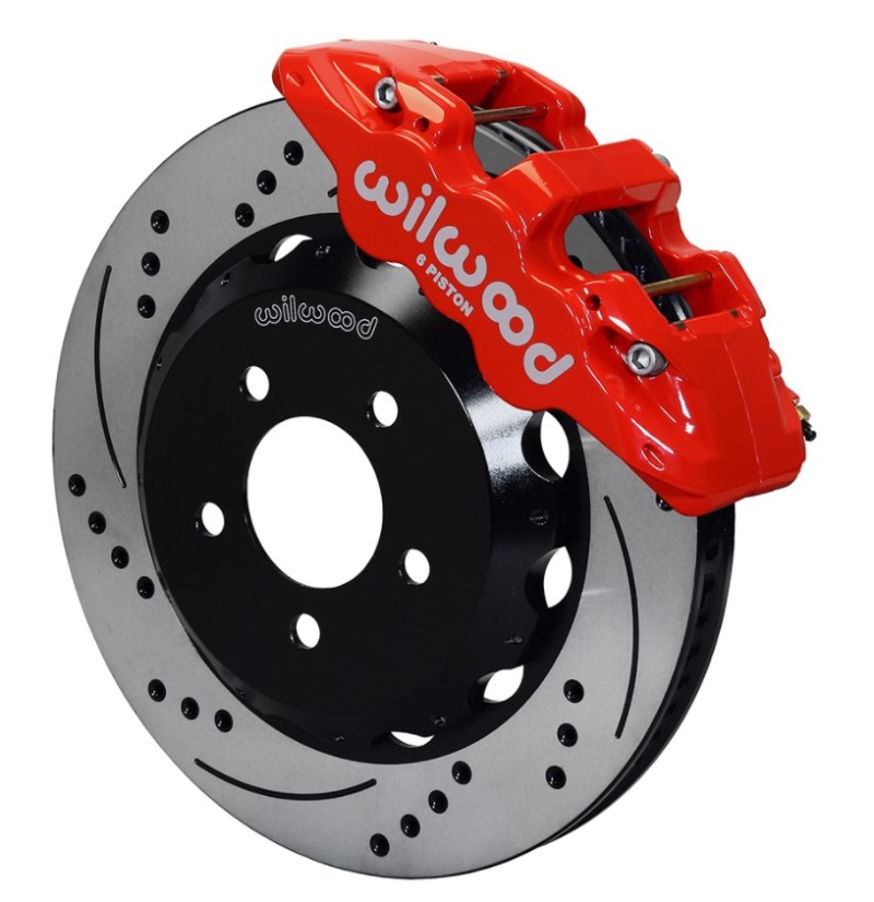 Chevrolet Camaro Brake Kit - Front - Wilwood - AERO6 + 14.00 Drilled Rotors - Red - `16-`19 Chevrolet Camaro Brake Kit - Front - Wilwood - AERO6 + 14.00 Drilled Rotors - Red - `16-`19