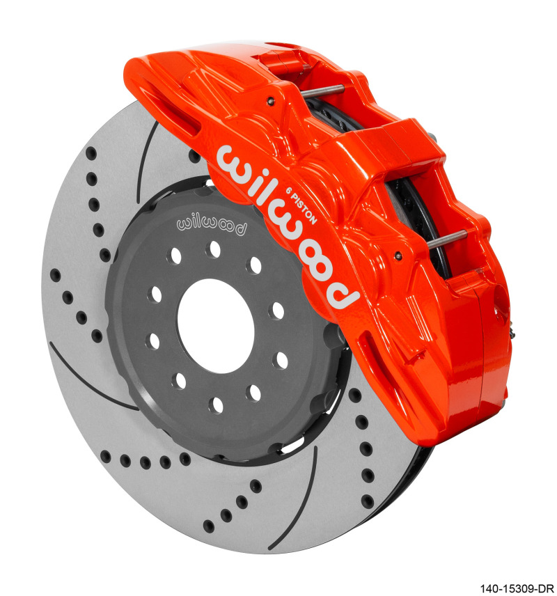 Chevrolet Corvette Brake Kit - Front - Wilwood - SX6R with 14in SRP Slotted/Drilled Rotors - Red - `05-`13 Chevrolet Corvette Brake Kit - Front - Wilwood - SX6R with 14in SRP Slotted/Drilled Rotors - Red - `05-`13