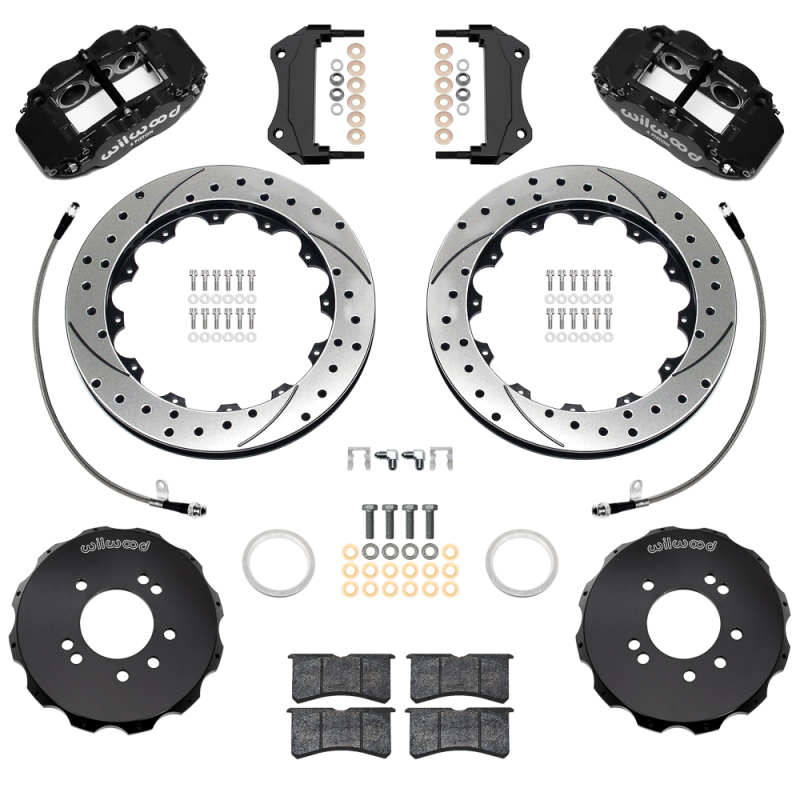 Nissan Skyline Brake Kit - Front - Wilwood - Superlite 6R with 12.88in D/S Rotors & Flexlines - Black - `99-`02