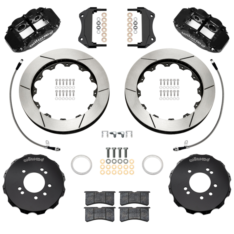 Nissan Skyline Brake Kit - Front - Wilwood - Superlite 6R + 12.88in Slotted Rotors + Flexlines - Black - `99-`02
