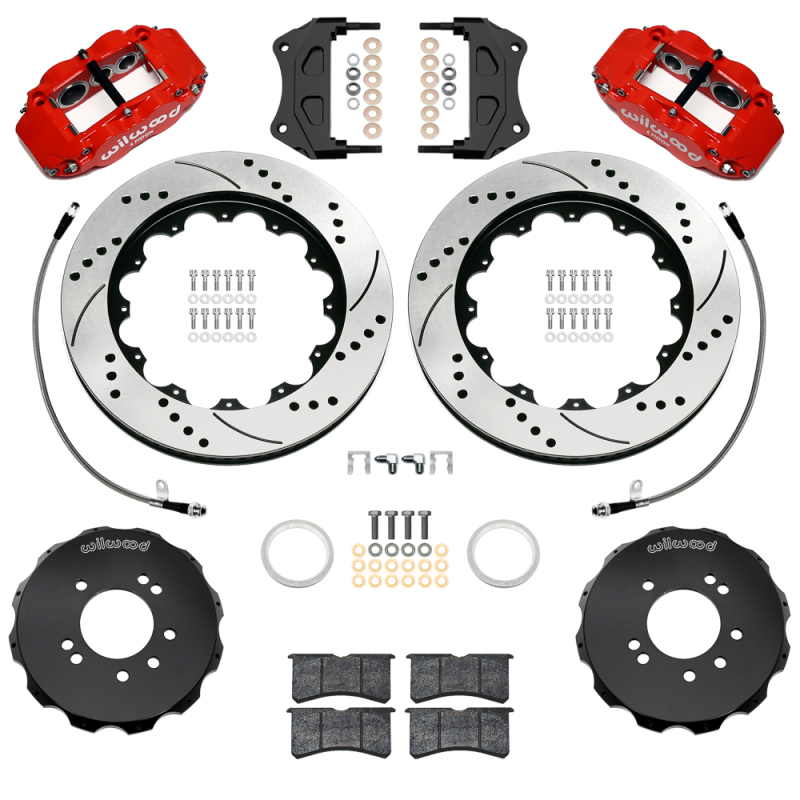 Nissan Skyline Brake Kit - Front - Wilwood - Superlite 6R + 14.00in D/S Rotors + Flexlines - Red - `99-`02