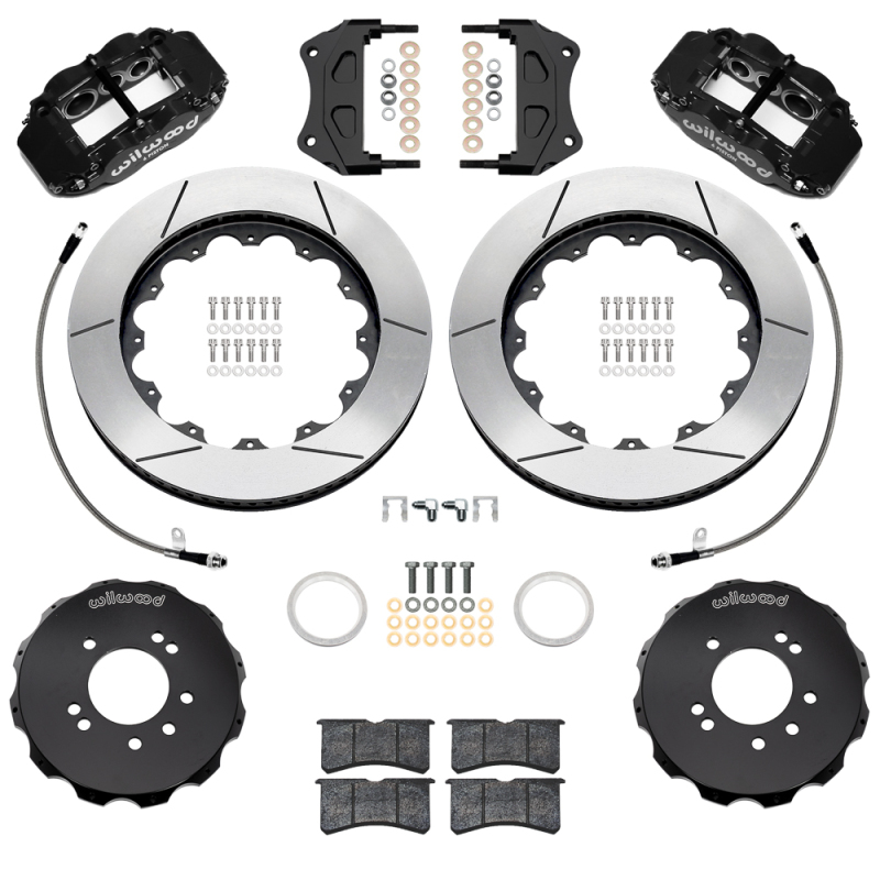 Nissan Skyline Brake Kit - Front - Wilwood - Superlite 6R + 14in Slotted Rotors + Flexlines - Black - `99-`02