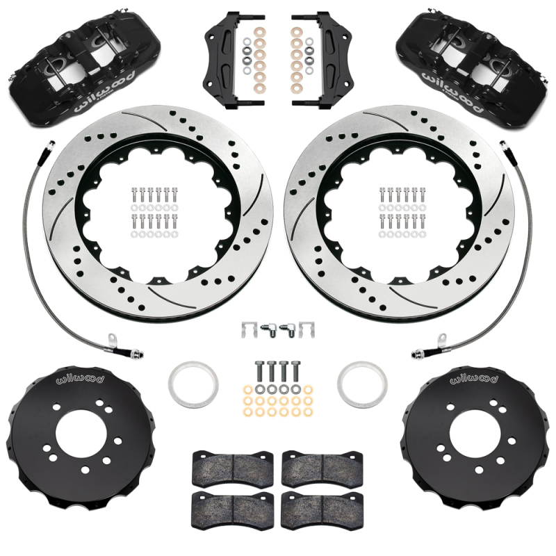Nissan Skyline Brake Kit - Front - Wilwood - Aerolite 6R with 14.00in D/S Rotors & Flexlines - Black - `99-`02