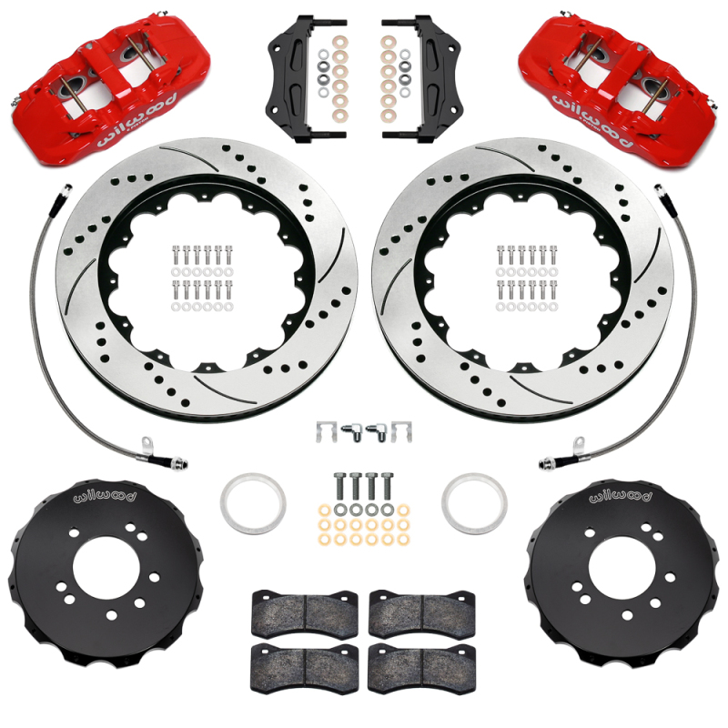Nissan Skyline Brake Kit - Front - Wilwood - Aerolite 6R + 14.00in D/S Rotors + Flexlines - Red - `99-`02