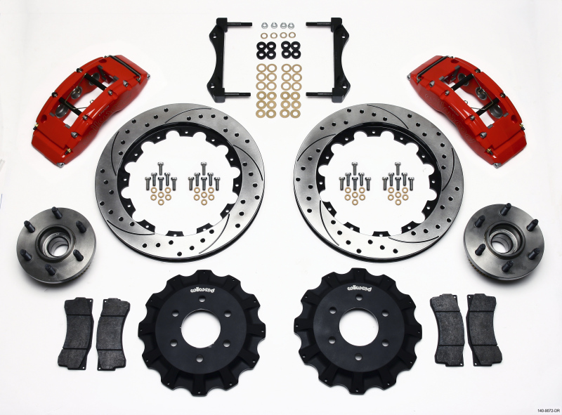 Ford F150 Brake Kit - Front - Wilwood - TC6R Calipers + 16.00in Drilled Rotors + BP-10 Brake Pads - Red - `04-`08 Ford F150 Brake Kit - Front - Wilwood - TC6R Calipers + 16.00in Drilled Rotors + BP-10 Brake Pads - Red - `04-`08