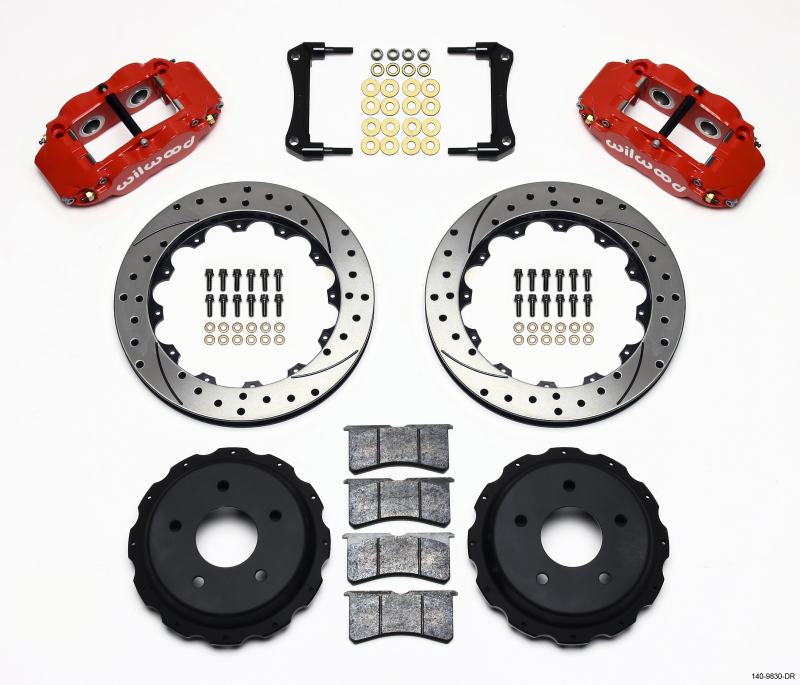 Pontiac Firebird Brake Kit - Rear - Wilwood - Narrow Superlite 4R + BP-10 Pads + 12.88in Drilled Rotors - Red - `98-`02 Pontiac Firebird Brake Kit - Rear - Wilwood - Narrow Superlite 4R + BP-10 Pads + 12.88in Drilled Rotors - Red - `98-`02