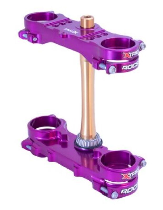 Yamaha YZ250F Triple Clamp - XTrig - ROCS Tech 22 mm Offset M12 - Purple - `24-`27
