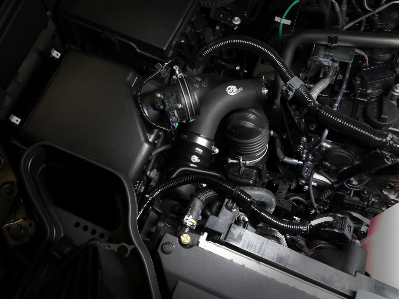Toyota Tacoma Intercooler Charge Pipe - aFe - BladeRunner 2.5in Aluminum Hot Charge Pipe - Wrinkle Black - `24-`25