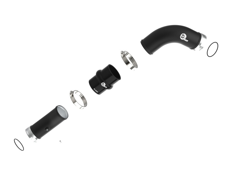 Toyota Tacoma Intercooler Charge Pipe - aFe - BladeRunner 2.5in Aluminum Hot Charge Pipe - Wrinkle Black - `24-`25