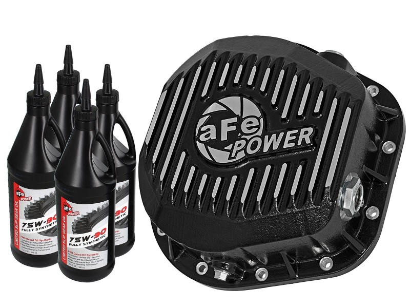 Ford F-350 Diff Cover Kit - Rear - aFe - Pro Series w/ Machined Fins & Gear Oil - Black - `86-`16