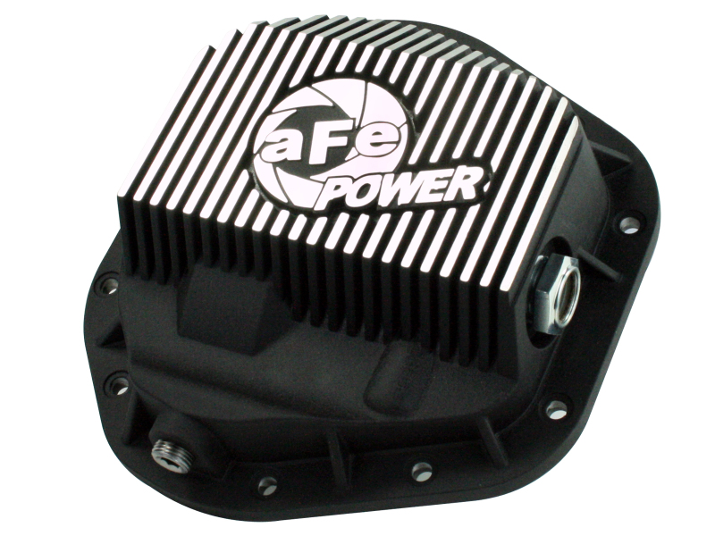 Ford Excursion Differential Cover - Front - aFe - Pro Series, Machined Fins - Black w/ Machined Fins - `00-`05