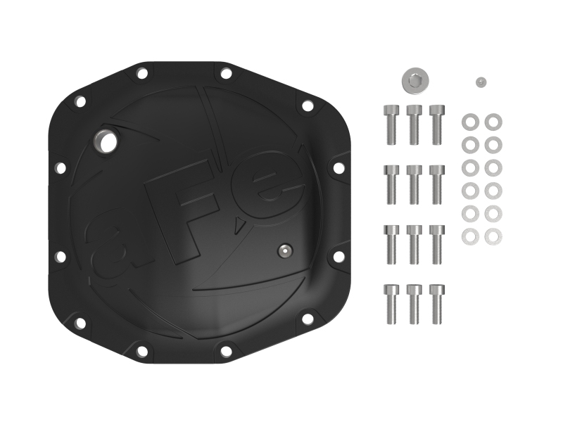 Jeep Wrangler Differential Cover - Front - aFe - Pro Series, Dana M210 - Black - `18-`25