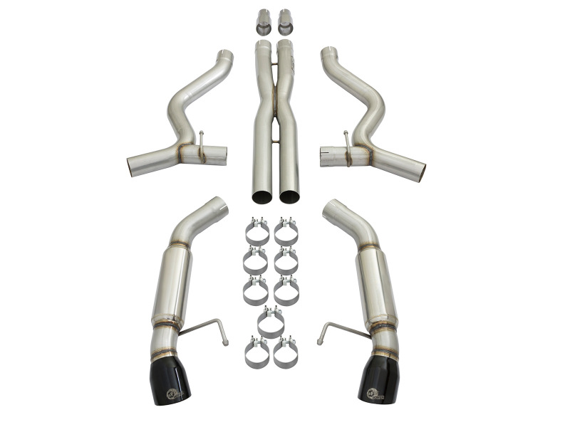Ford Mustang Performance Exhaust - aFe - MACH Force-Xp 304 Stainless Steel Cat-Back w/ Muffler and X-Pipe - Black - `15-`17