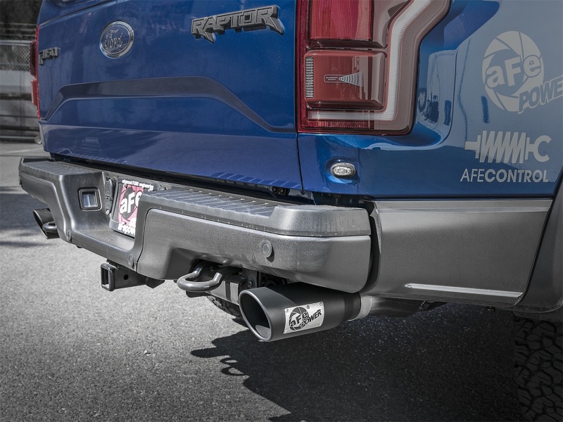 Ford F-150 Raptor Performance Exhaust - Dual Rear Exit - aFe - MACH Force-Xp Cat Back - Black - `17-`18
