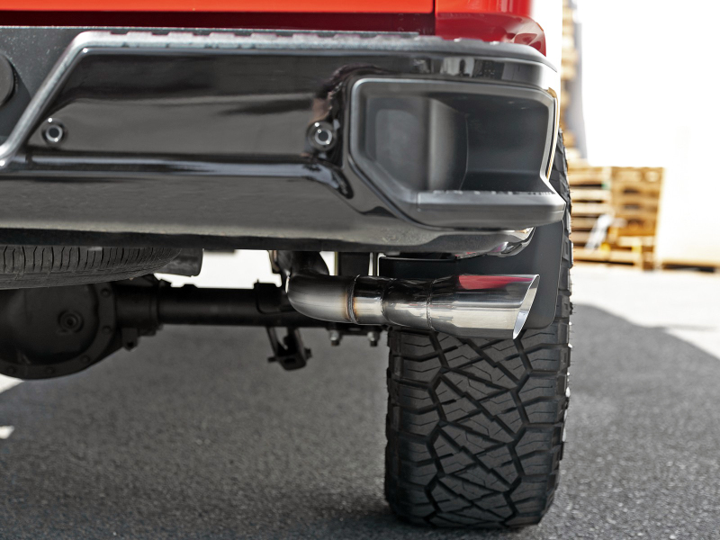 GMC Sierra 1500 Performance Exhaust - Rear Side-Exit - aFe - Vulcan Series 3 IN 304 Stainless Steel Cat-Back w/ Polished Tips - `19-`25