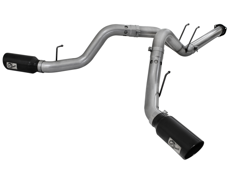 Ford Diesel Trucks Performance Exhaust - aFe - DPF Back, Large Bore-HD, 4 in. 409 Stainless Steel, Dual 6 in. Polished Tips - Black - `11-`14