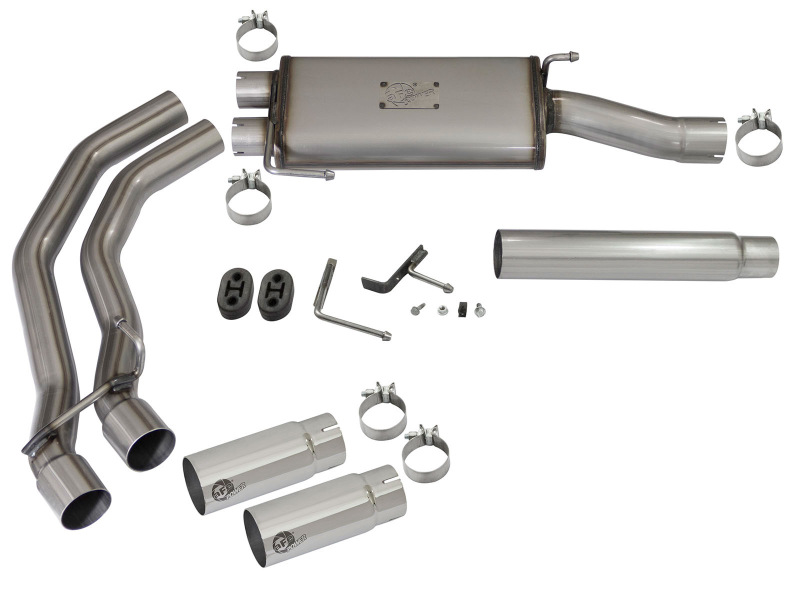 Ford F-150 Performance Exhaust - Dual Center Exit - aFe - Rebel Series Cat-Back w/ Polished Tips - `04-`08