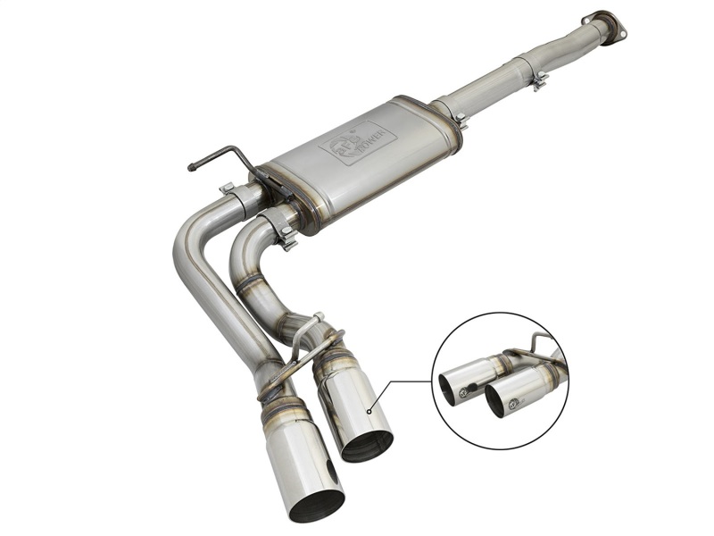 Toyota Tacoma Performance Exhaust - Rear - aFe - Rebel Series 3 IN Cat-Back Dual Mid-Side Exit - Polished - `05-`15 Toyota Tacoma Performance Exhaust - Rear - aFe - Rebel Series 3 IN Cat-Back Dual Mid-Side Exit - Polished - `05-`15