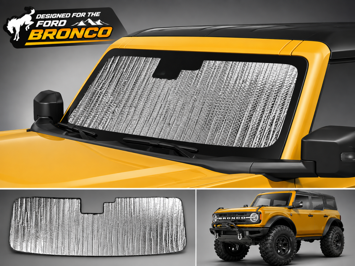 Ford Bronco Windshield Sunshade/ Reflector - BlackOut Sunshades - Roll Up Design