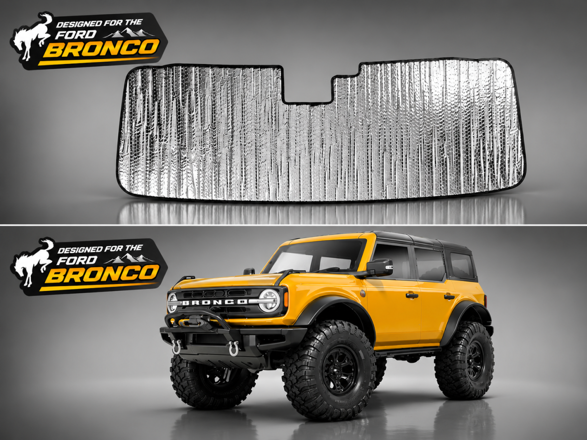 Ford Bronco Windshield Sunshade/ Reflector - BlackOut Sunshades - Roll Up Design