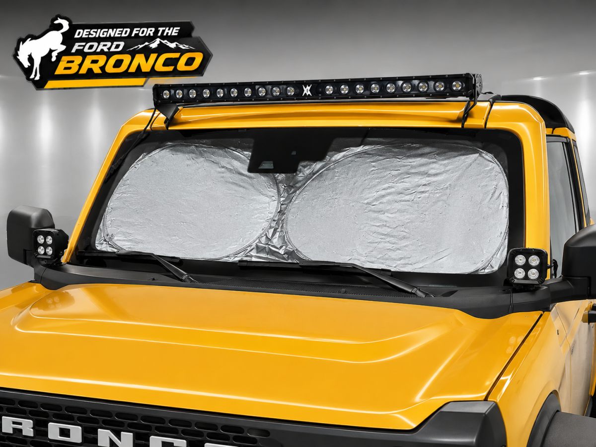 Ford Bronco Windshield Sunshade/ Reflector - BlackOut Sunshades - Foldable Double Circle Design 
