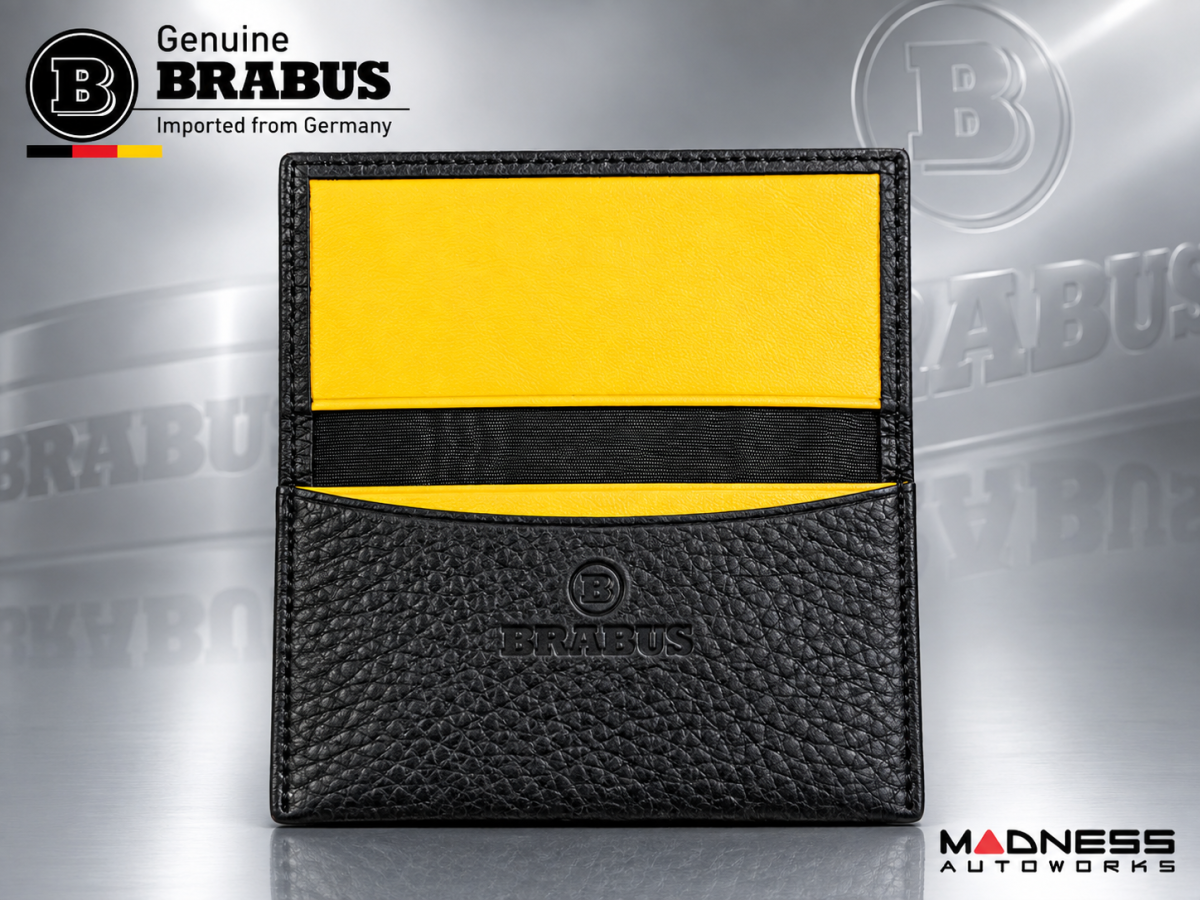 Business Card Holder - Leather with BRABUS Logo - Genuine - Yellow