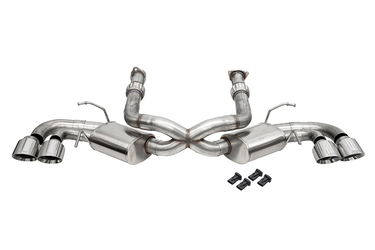 Chevrolet Corvette C8 Performance Exhaust - CORSA Performance - Cat-Back Sport - Black PVD Carbon Fiber - `20-`25